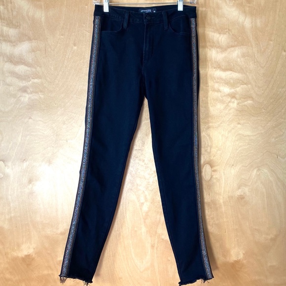 Lulus Cropped Black Glitter Multi Striped Jeans - Picture 5 of 9